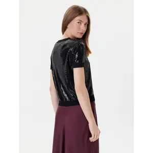 Short sleeve round neck top for women Guess Juniper Sequins image-1