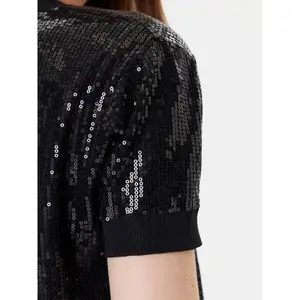 Short sleeve round neck top for women Guess Juniper Sequins image-4