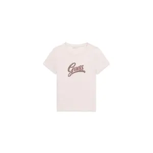 Embroidered Round Neck T-Shirt for Women Guess Script Logo 3D