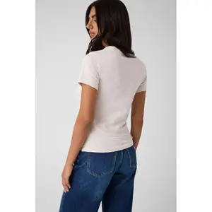 Embroidered Round Neck T-Shirt for Women Guess Script Logo 3D image-3
