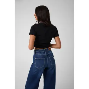 Embroidered Round Neck T-Shirt for Women Guess Script Logo 3D image-3