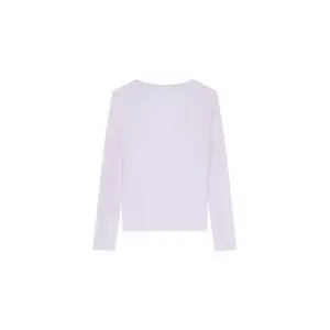 T-shirt maniche lunghe a V e mini logo donna Guess image-4