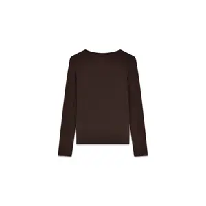 T-shirt maniche lunghe a V e mini logo donna Guess image-1