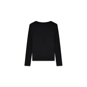 T-shirt maniche lunghe a V e mini logo donna Guess image-3