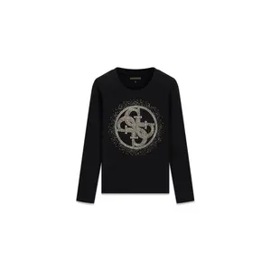 Women's long sleeve T-shirt Guess Round Crystals Logo