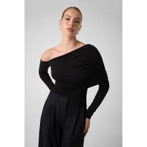 Asymmetrical Draped Bodysuit for Women Guess image-2