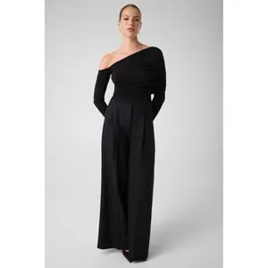Asymmetrical Draped Bodysuit for Women Guess image-4