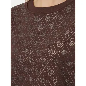 Round Neck Sweatshirt, All-over 4G Pattern and Crystals Women Guess image-3