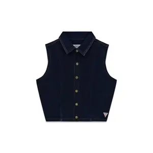 Women's Sleeveless Cropped Denim Shirt Guess