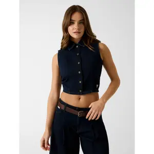 Women's Sleeveless Cropped Denim Shirt Guess image-1