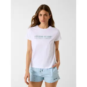 T-shirt με εκτυπωμένο λογότυπο κανονική γυναίκα Guess image-1
