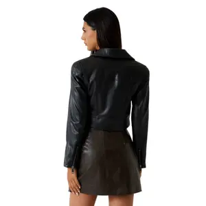 Women's cropped leather jacket Guess Vivienne image-4