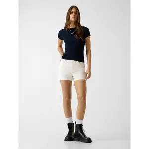 Ribbed Trim Embroidered T-Shirt Women Guess image-2
