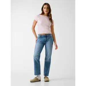 Ribbed Trim Embroidered T-Shirt Women Guess image-2