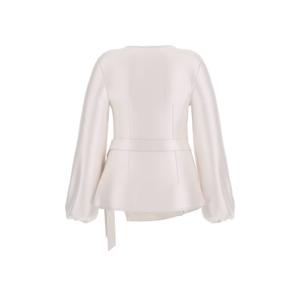 Blusa cruzada de satén de manga larga para mujer Guess Ava image-1