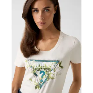 Women's T-shirt Guess Camelia Triangle image-5