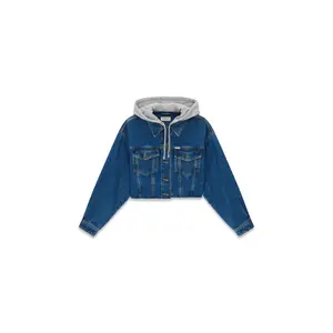 Short hooded denim jacket for women Guess image-0