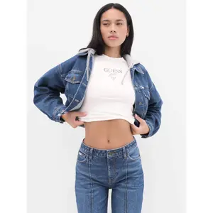 Short hooded denim jacket for women Guess image-2