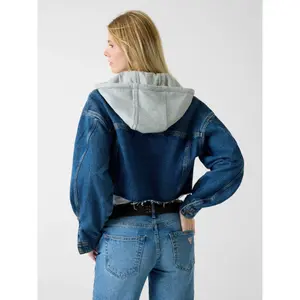 Short hooded denim jacket for women Guess image-4