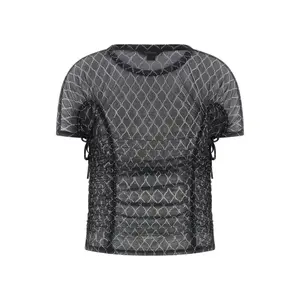Women's T-shirt Guess Chain Mesh Logo Shirred image-0