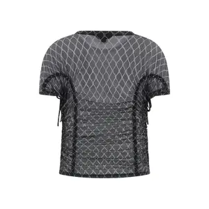 Women's T-shirt Guess Chain Mesh Logo Shirred image-1