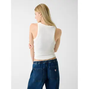 Embroidered logo tank top for women Guess image-2