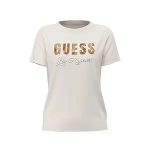 Women's T-shirt Guess Snake Script Rhinestone image-0