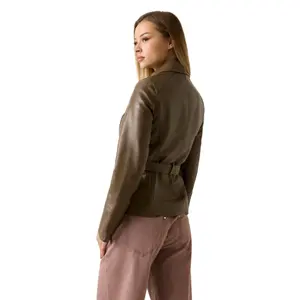 Blouson cuir moto ceinture femme Guess Jeanne image-1