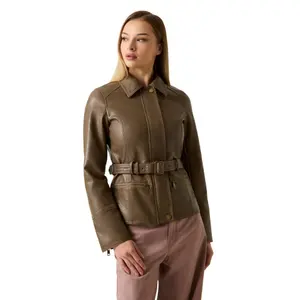 Blouson cuir moto ceinture femme Guess Jeanne image-0