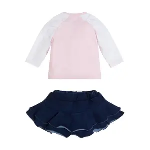 Baby girl long sleeve t-shirt and denim skirt set Guess image-1
