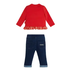 Baby girl long sleeve t-shirt and jeans set Guess image-1