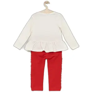 Baby girl long sleeve t-shirt and terry pants set Guess image-1
