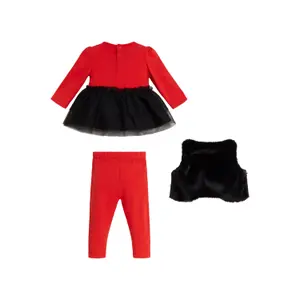 Baby pige pelsvest + t-shirt + leggings sæt Guess image-1
