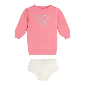 Baby girl long sleeve dress + jersey panties set Guess image-0