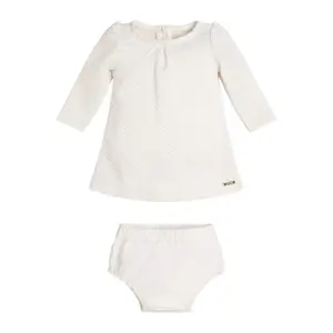 Baby girl long sleeve dress + jacquard knickers set Guess Lurex image-0