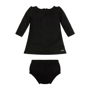 Baby girl long sleeve dress + jacquard knickers set Guess Lurex image-0