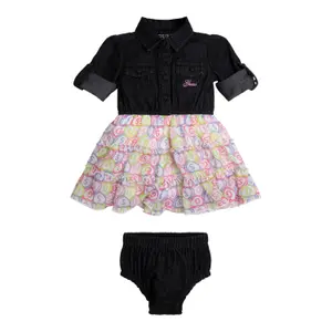 Mixed set long sleeve dress + baby girl panties Guess image-0