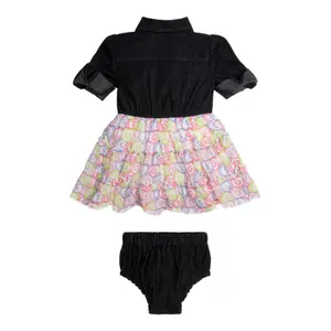 Mixed set long sleeve dress + baby girl panties Guess image-1