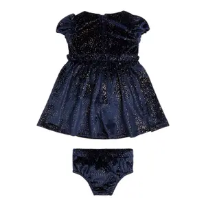Velvet dress + baby girl panties set Guess image-1
