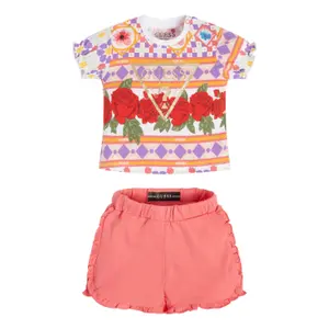 Baby girl t-shirt + stretch jersey shorts set Guess image-1
