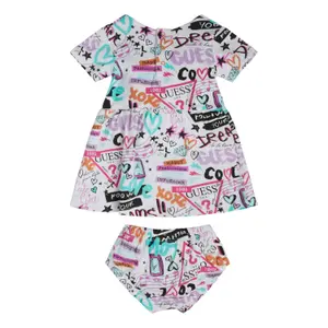 Baby girl stretch jersey dress and panties set Guess image-0
