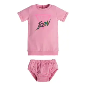 Dress with rolled sleeves + baby girl panties Guess image-1