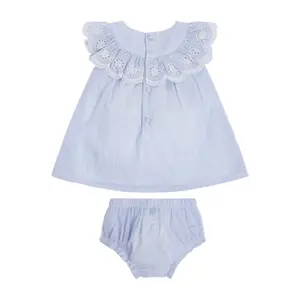 Thread-dyed poplin dress + baby girl panties set Guess image-0