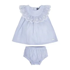 Thread-dyed poplin dress + baby girl panties set Guess image-1