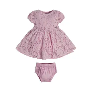 Set aus Höschen + Kleid aus schwerer floraler Spitze, Baby, Mädchen Guess image-0