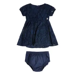 Baby girl's panties + heavy floral lace dress set Guess image-0