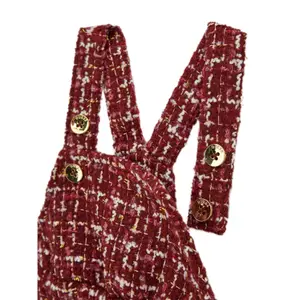 Baby girl long sleeve bodysuit and tweed dungaree dress set Guess image-3