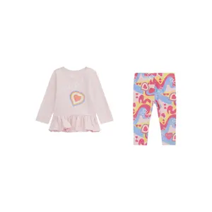Baby girl long sleeve t-shirt and legging set Guess image-0