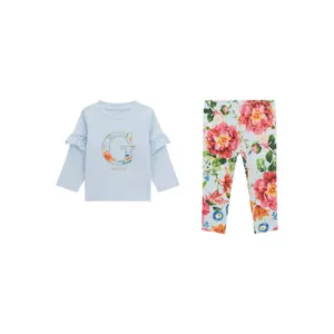 Baby girl long sleeve t-shirt and legging set Guess image-0