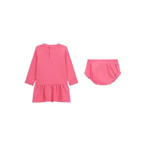 Long sleeve dress set with baby girl tights Guess Interlock image-1